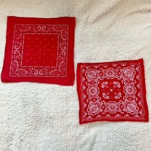 Bundle of 2 Red Cotton Bandana Scarves